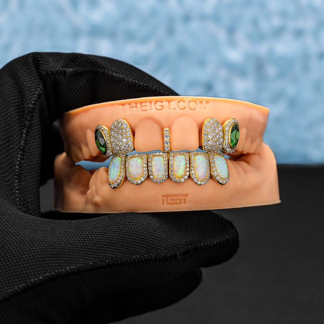 Gemstone & Opal Diamond Grillz