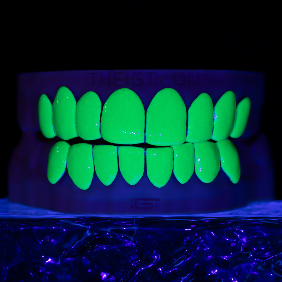 "Glow-in-the-Dark" Green Enamel Grillz