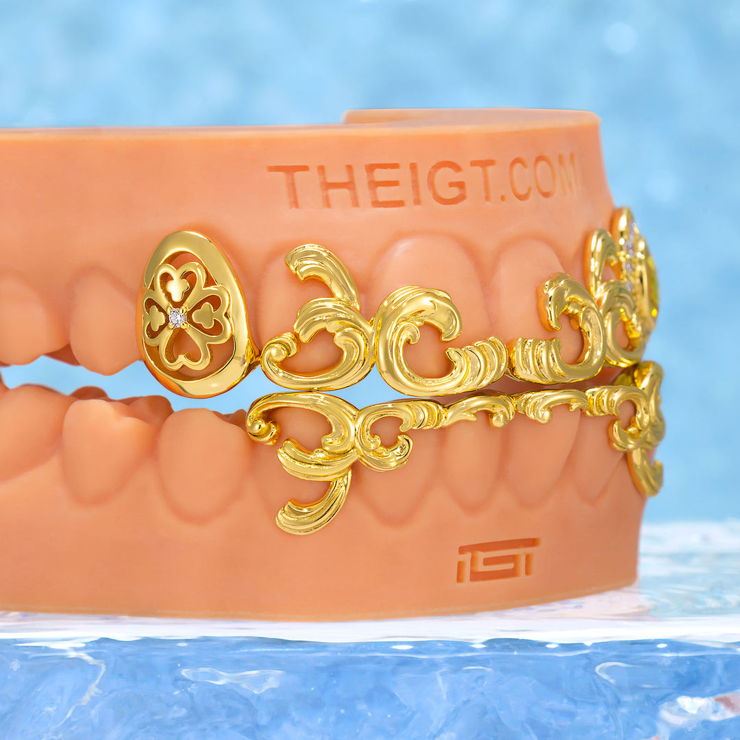 Gold Hollow Clover Grillz