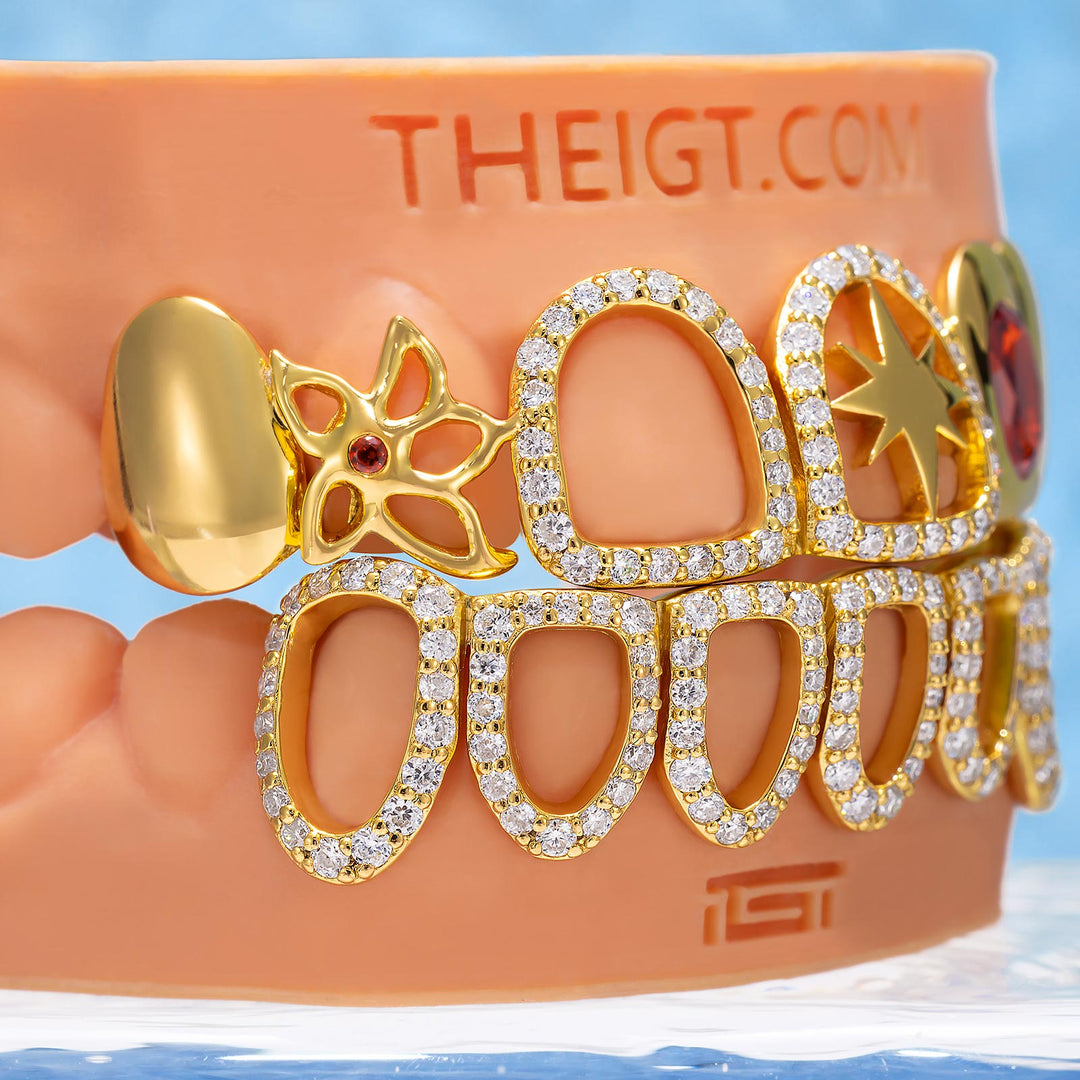 Gold Ruby Floral Open Grillz