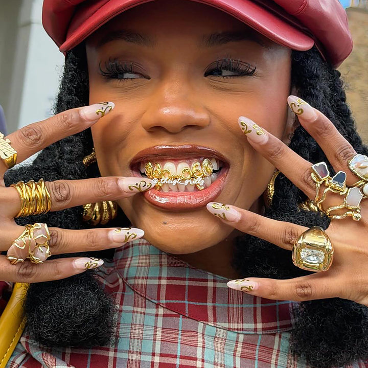 Gold Hollow Clover Grillz