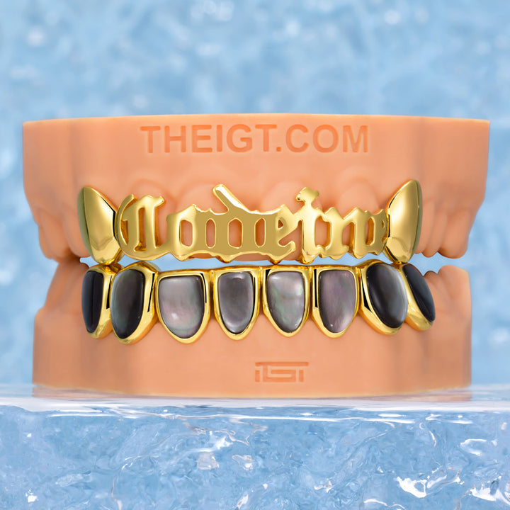 Golden Name & Black Pearl Grillz