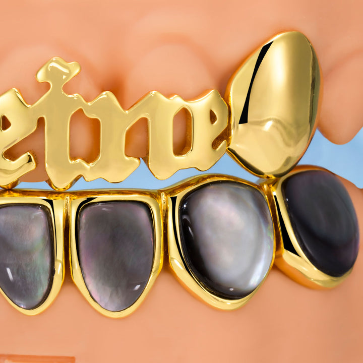 Golden Name & Black Pearl Grillz