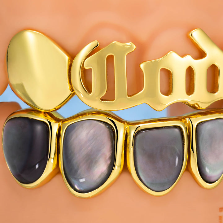 Golden Name & Black Pearl Grillz