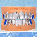Gothic Cross Spiderweb Blue Opal Grillz