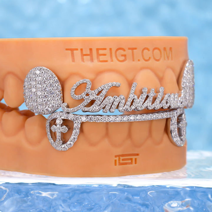 Gothic Script Grillz with Open Cross Canines