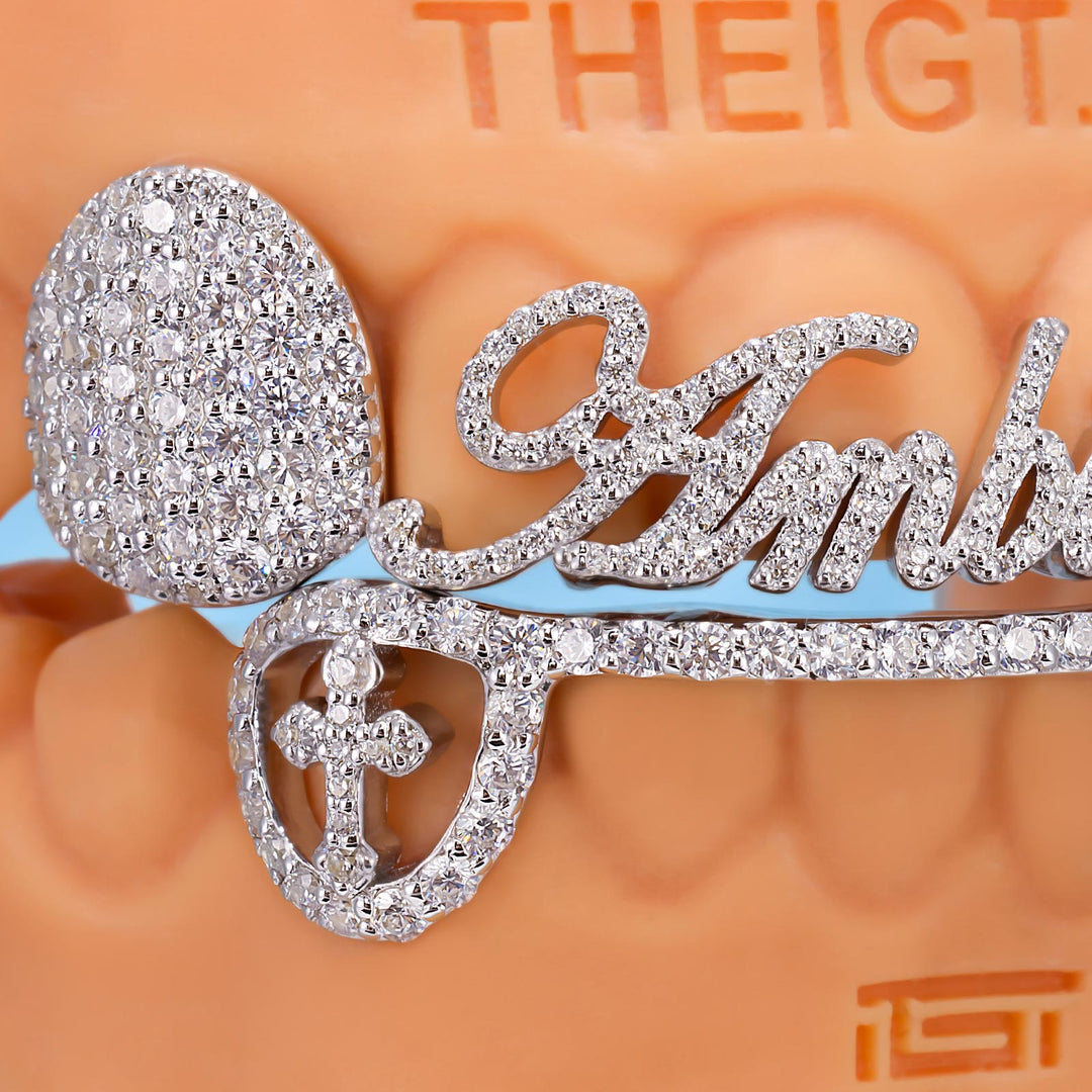 Gothic Script Grillz with Open Cross Canines