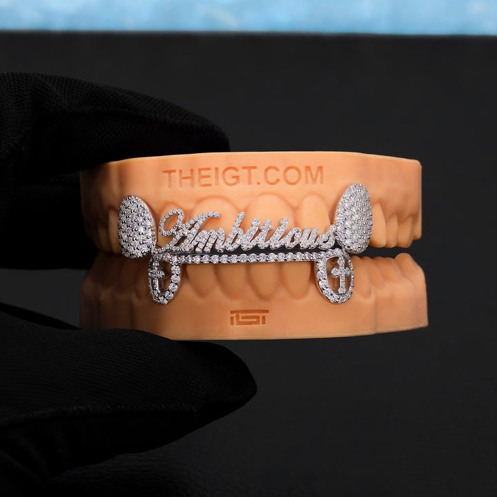 Gothic Script Grillz with Open Cross Canines