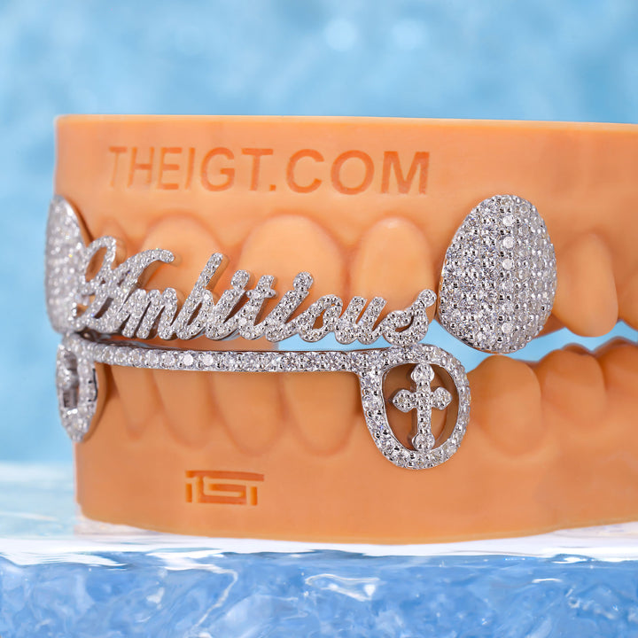 Gothic Script Grillz with Open Cross Canines
