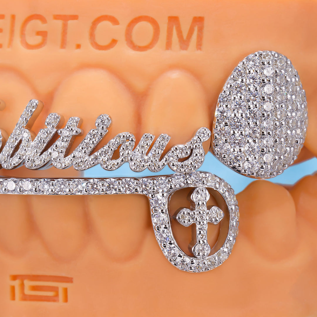 Gothic Script Grillz with Open Cross Canines