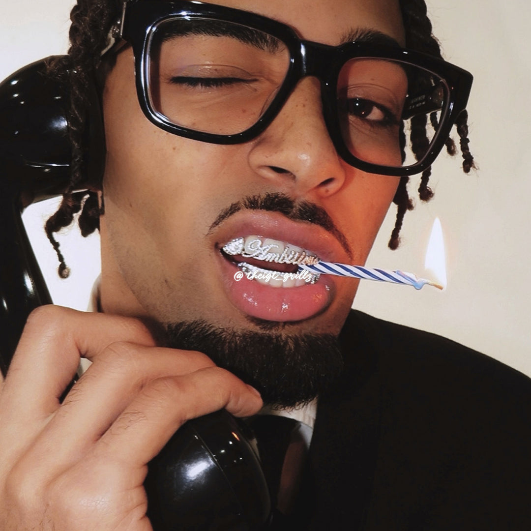 Gothic Script Grillz with Open Cross Canines