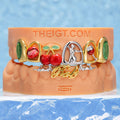 Green Gem Pop Art Cherry Script Enamel Grillz