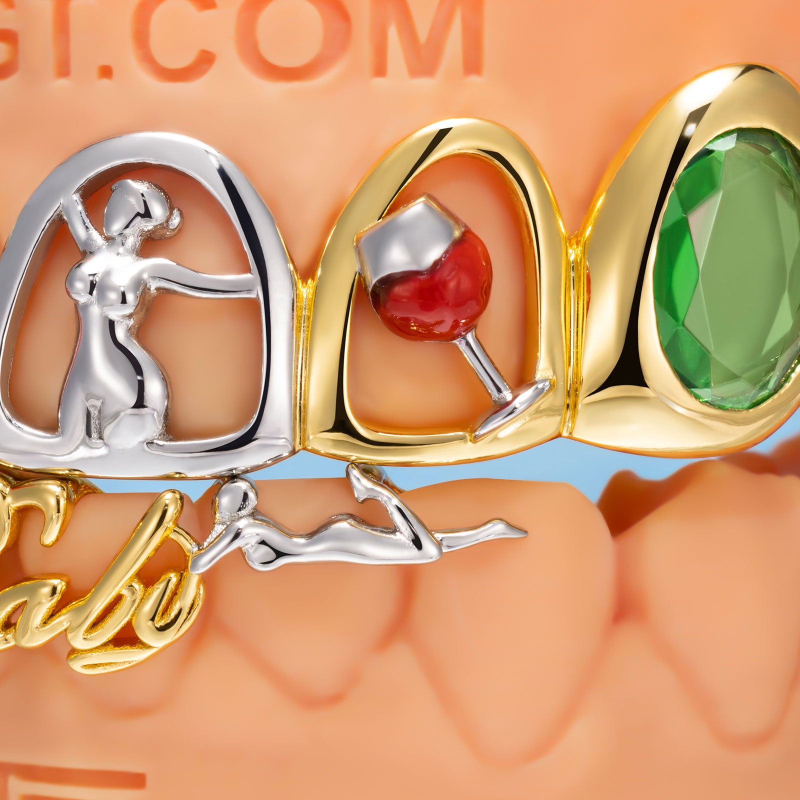 Green Gem Pop Art Cherry Script Enamel Grillz – ICEGIANT