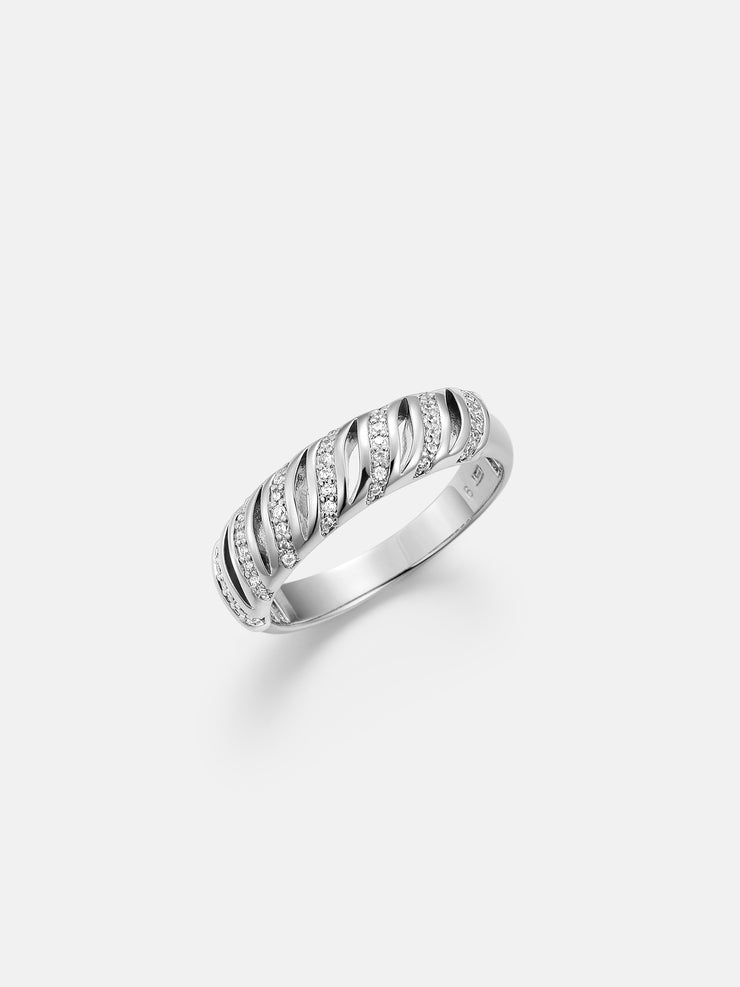 Half Moissanite Rope Band Ring