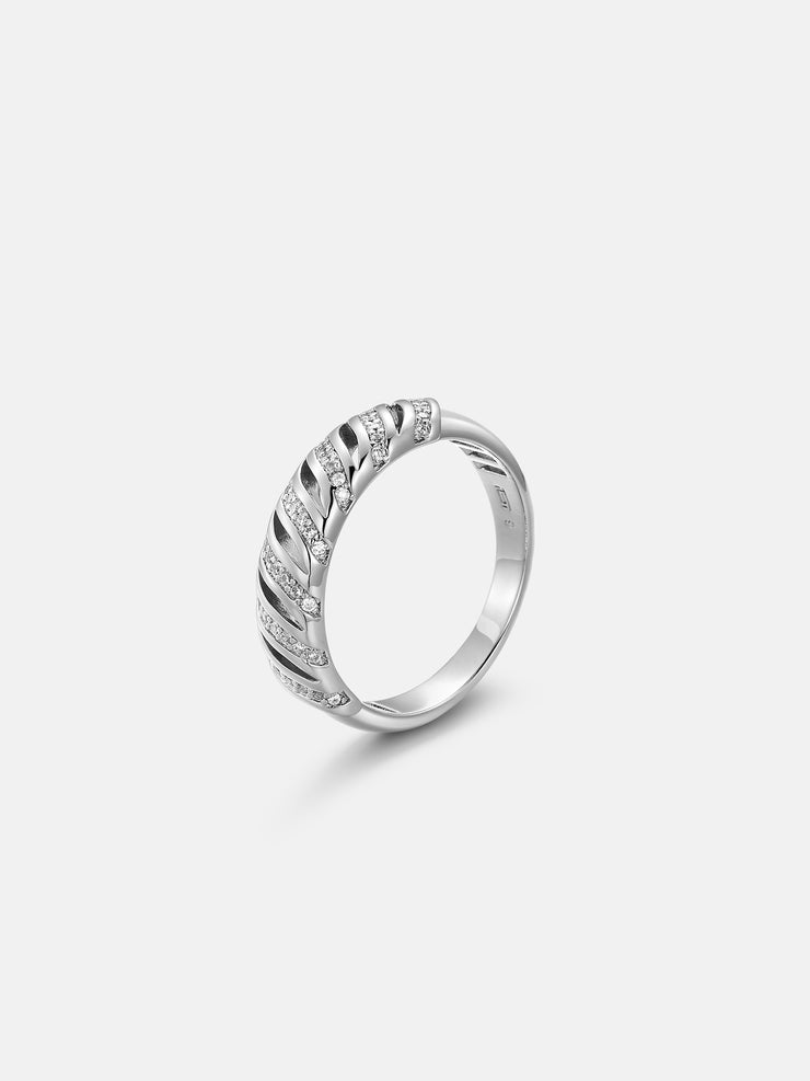 Half Moissanite Rope Band Ring