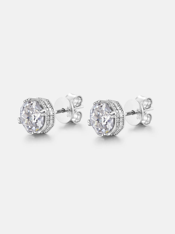 Halo Octagonal Cut Moissanite Earrings