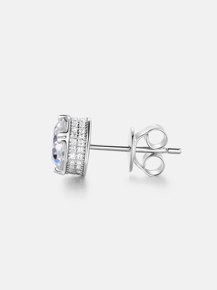 Halo Octagonal Cut Moissanite Earrings