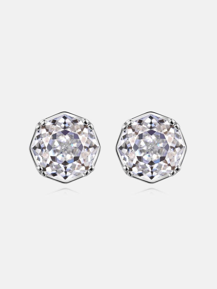 Halo Octagonal Cut Moissanite Earrings