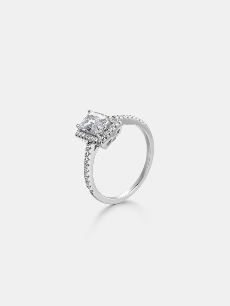 Halo Radiant Cut Moissanite Engagement Ring