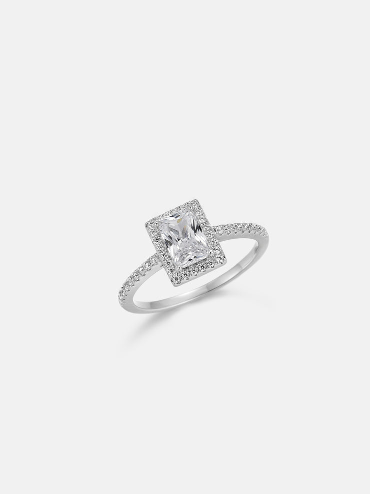 Halo Radiant Cut Moissanite Engagement Ring