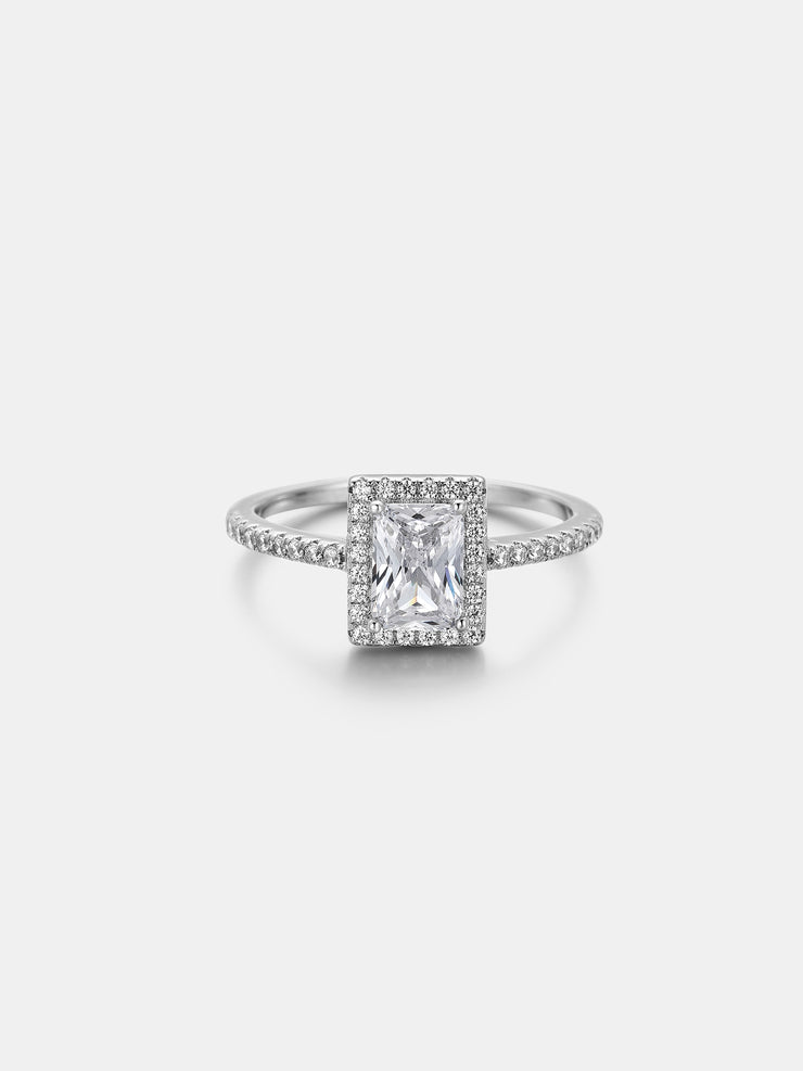 Halo Radiant Cut Moissanite Engagement Ring