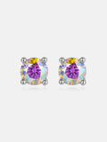 Halo Round Rainbow Moissanite Stud Earrings