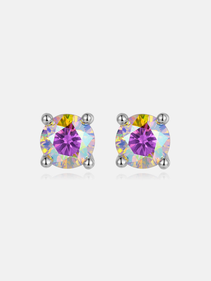 Halo Round Rainbow Moissanite Stud Earrings