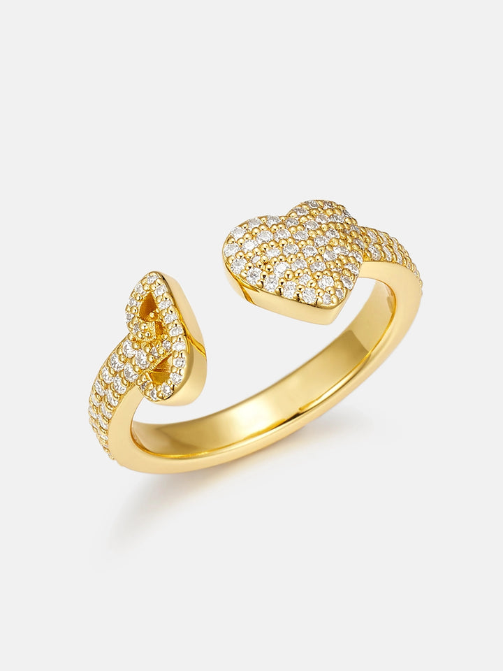 Heart-Shape Moissanite Open Ring