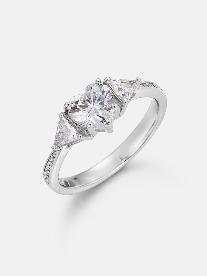 Heart Cut Moissanite Three Stone Engagement Ring