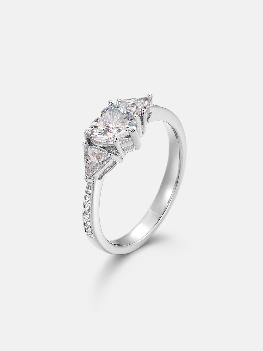 Heart Cut Moissanite Three Stone Engagement Ring