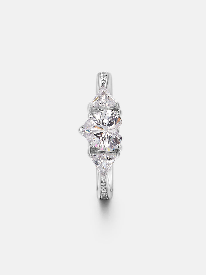 Heart Cut Moissanite Three Stone Engagement Ring