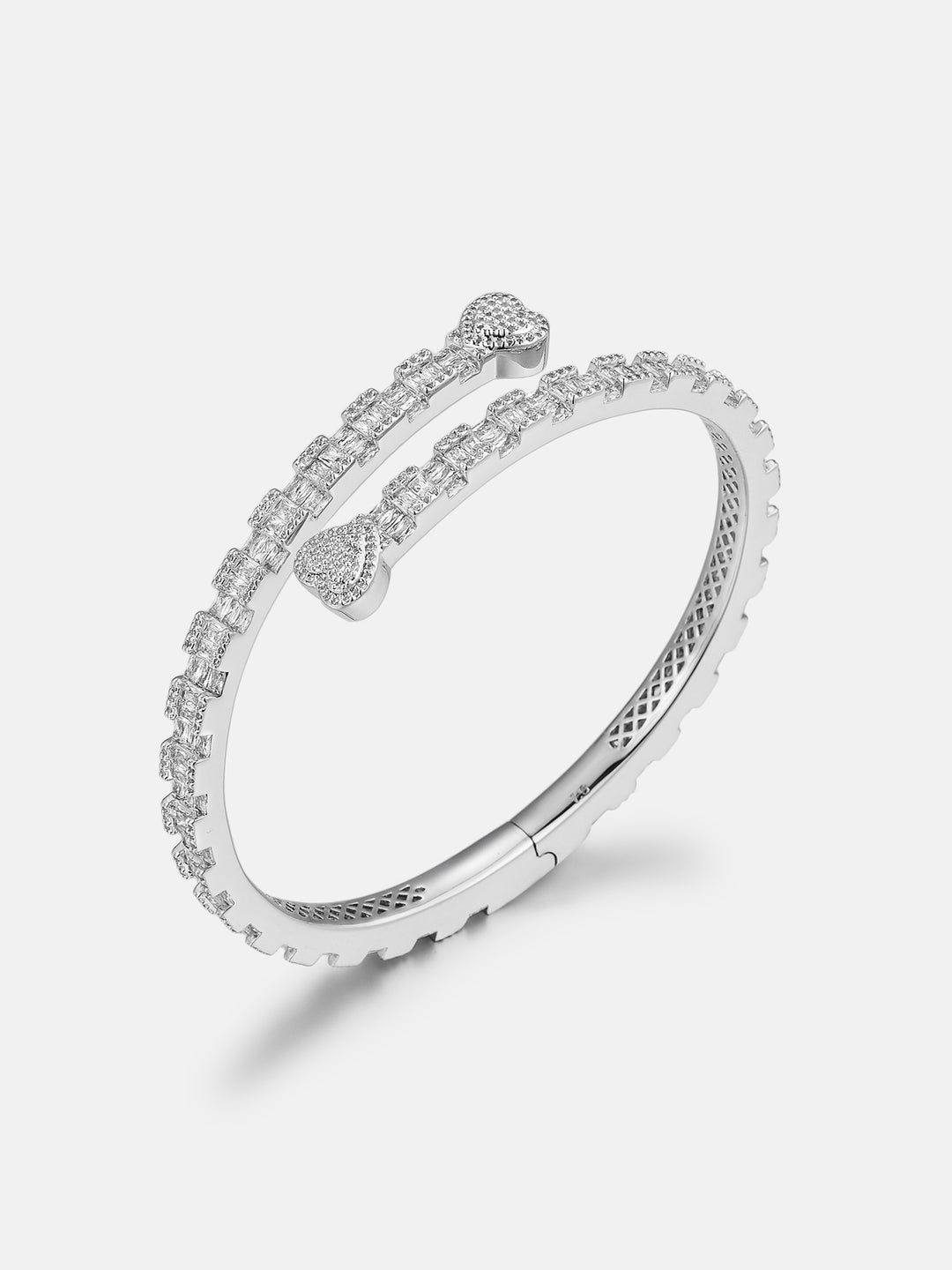 Heart Shape Baguette Moissanite Bangle Bracelet