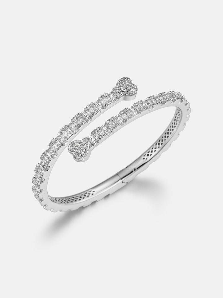 Heart Shape Baguette Moissanite Bangle Bracelet