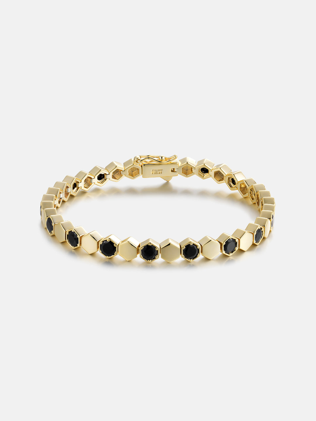 Hex Bezel Black Moissanite Tennis Bracelet