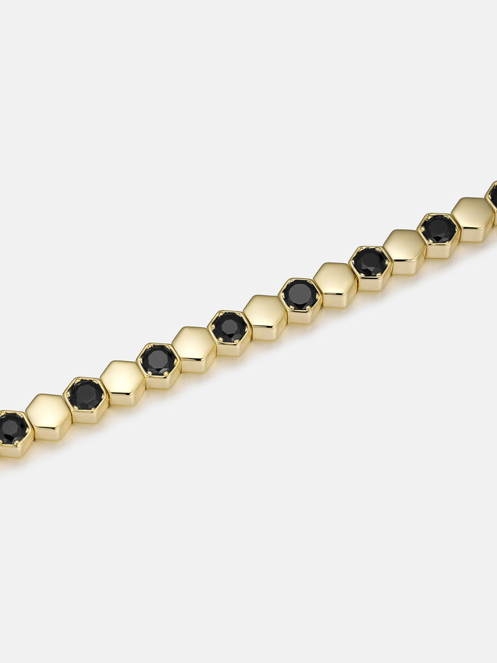 Hex Bezel Black Moissanite Tennis Bracelet