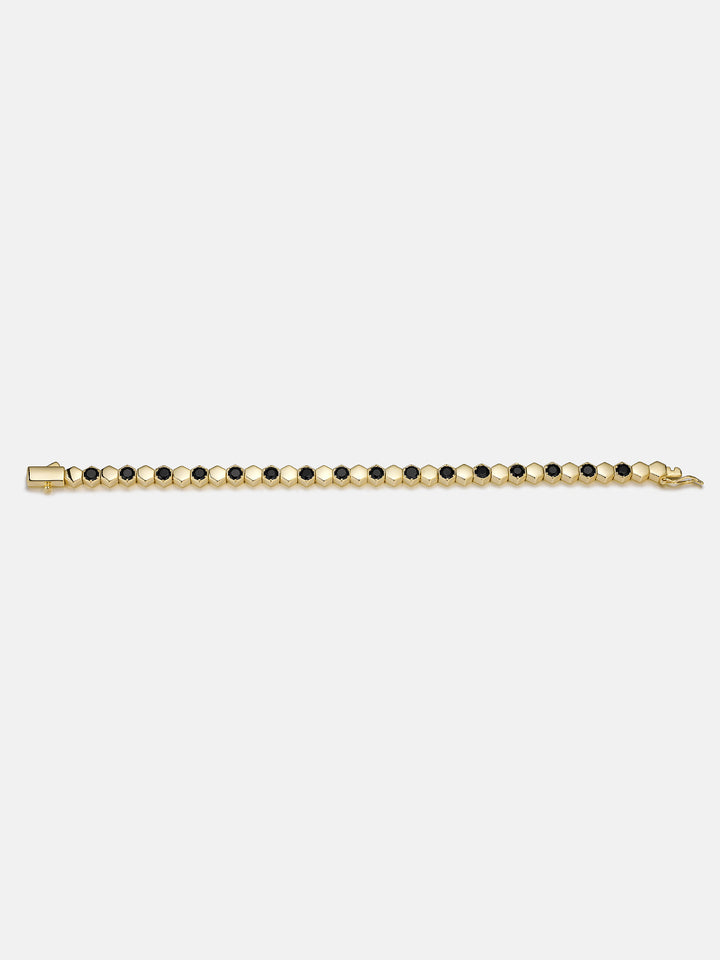 Hex Bezel Black Moissanite Tennis Bracelet