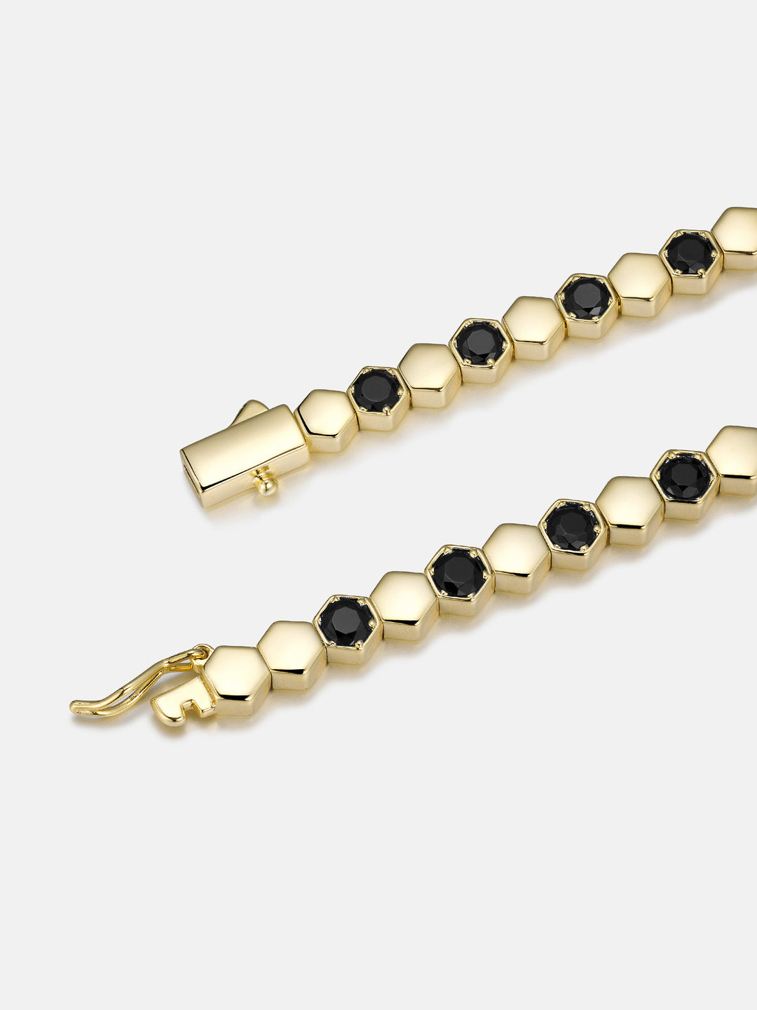Hex Bezel Black Moissanite Tennis Bracelet