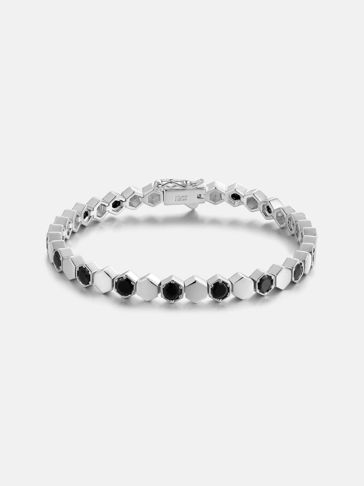 Hex Bezel Black Moissanite Tennis Bracelet