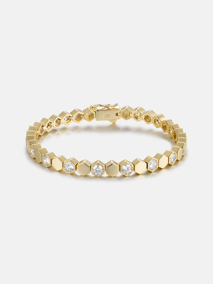 Hex Bezel White Moissanite Tennis Bracelet