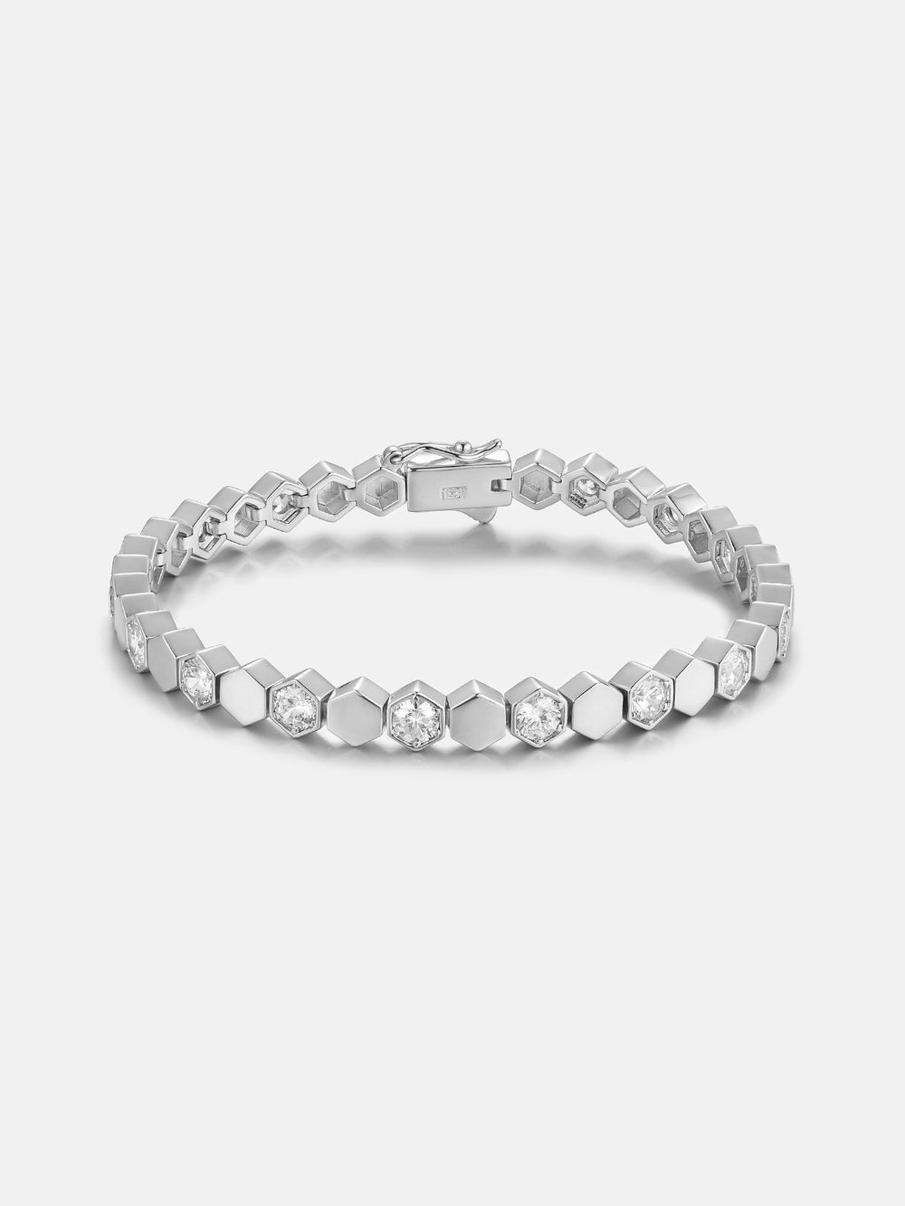 Hex Bezel White Moissanite Tennis Bracelet