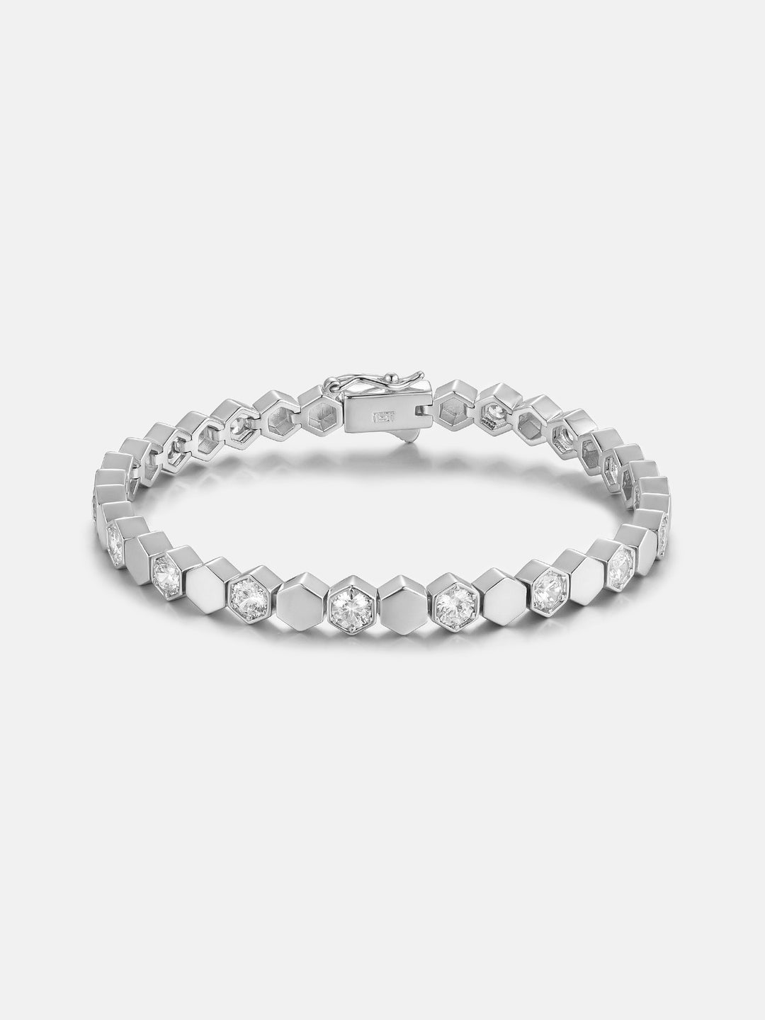 Hex Bezel White Moissanite Tennis Bracelet