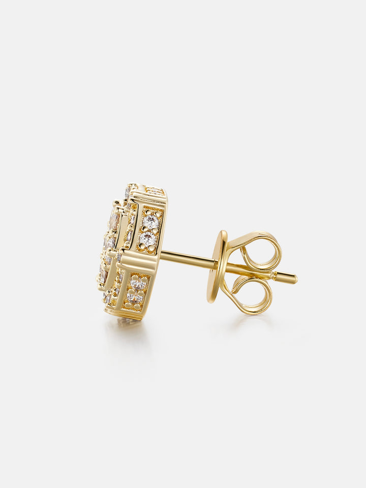 Moissanite Hextagon Shape Pave Cluster Stud Earrings