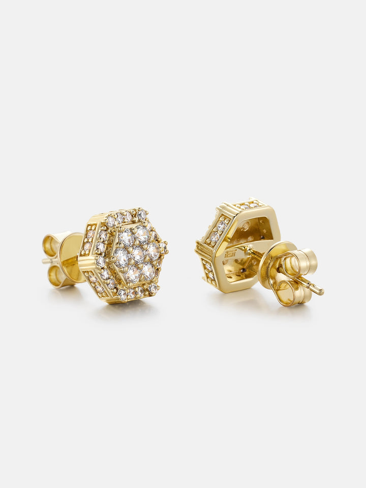 Moissanite Hextagon Shape Pave Cluster Stud Earrings