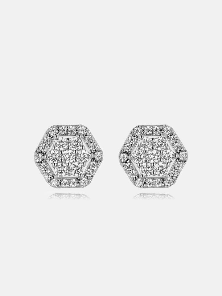 Moissanite Hextagon Shape Pave Cluster Stud Earrings
