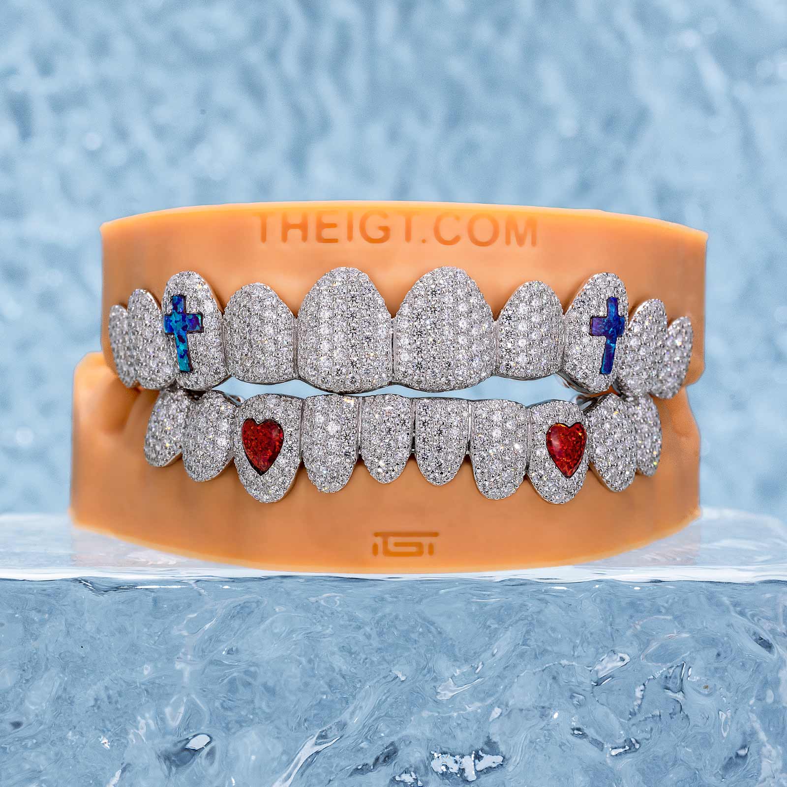 Honeycomb Grillz – Opal Cross & Heart Design | TheIGT – ICEGIANT