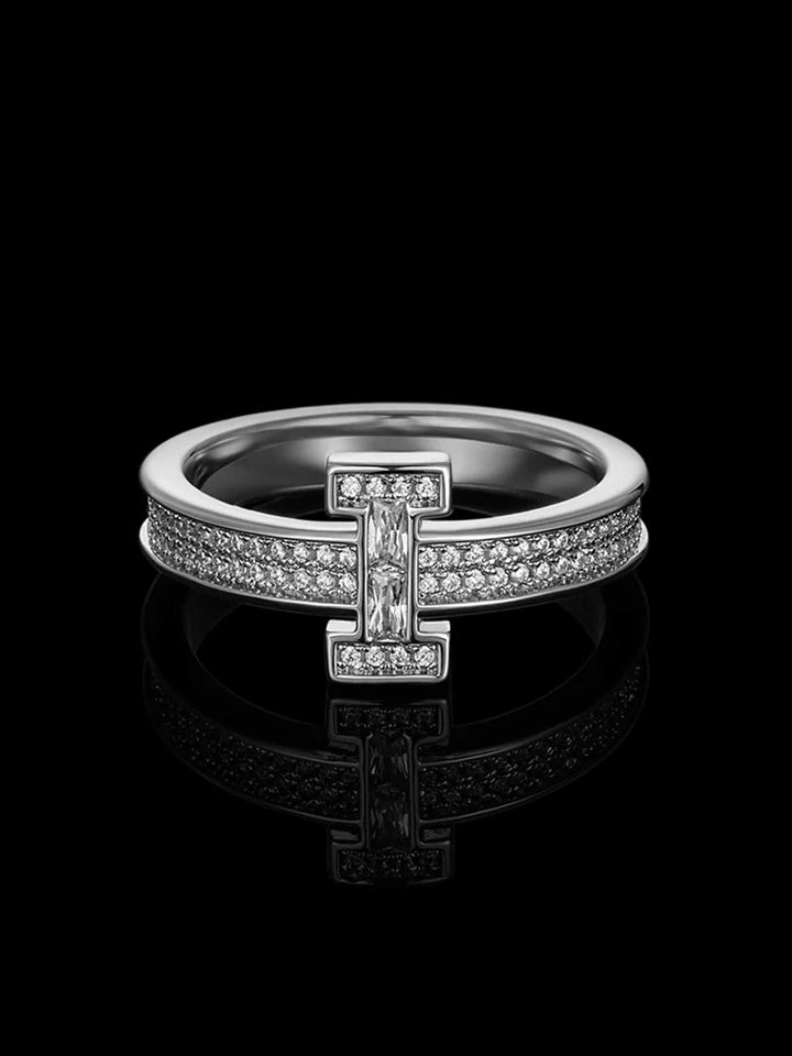 S925 Moissanite Letter I Ring
