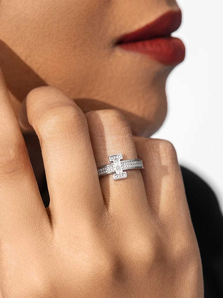 S925 Moissanite Letter I Ring