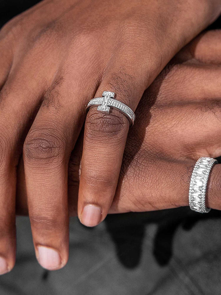 Moissanite Letter I Ring