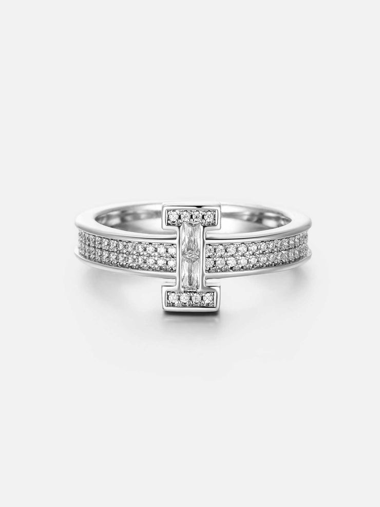 Moissanite Letter I Ring