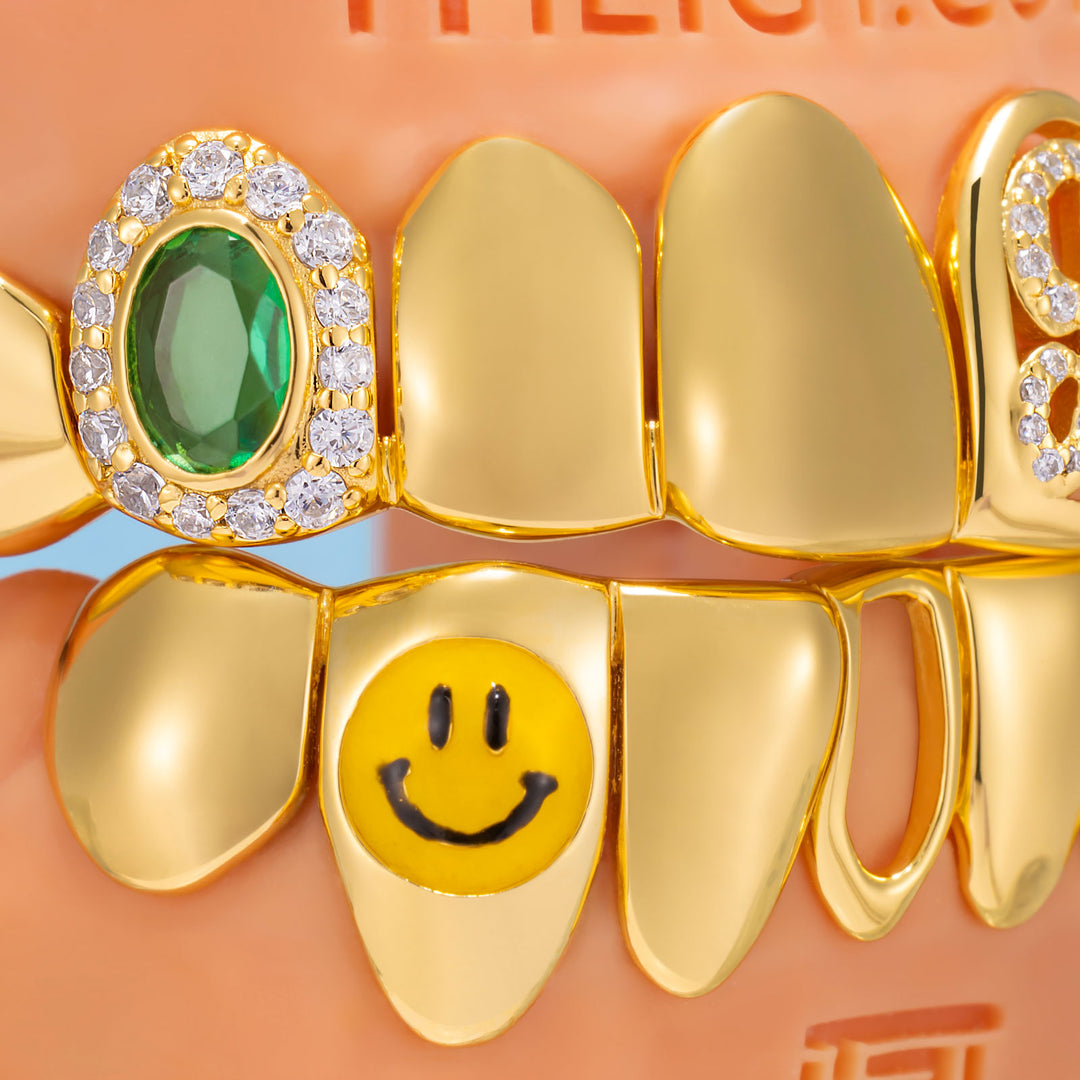 Iced-Out Letter A & Opal Grillz
